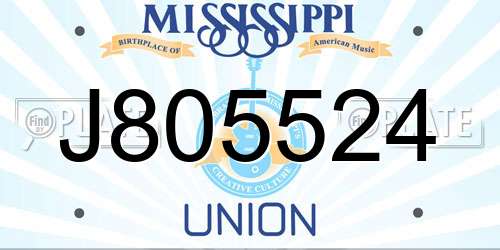 J805524 Mississippi License Plate
