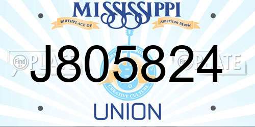 J805824 Mississippi License Plate