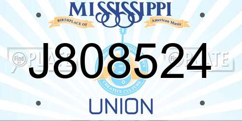 J808524 Mississippi License Plate