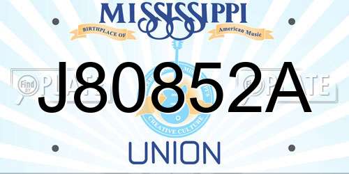 J80852A Mississippi License Plate