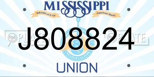 J808824 Mississippi License Plate