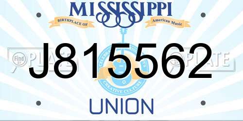 J815562 Mississippi License Plate