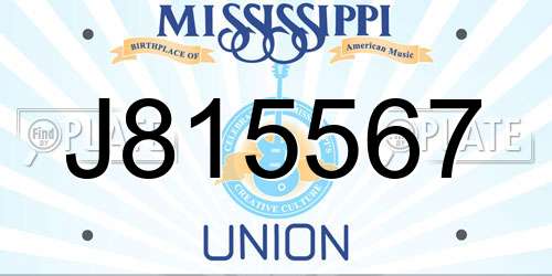 J815567 Mississippi License Plate