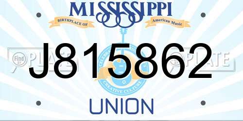 J815862 Mississippi License Plate