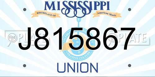 J815867 Mississippi License Plate