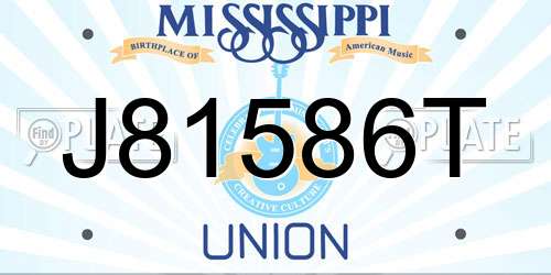 J81586T Mississippi License Plate