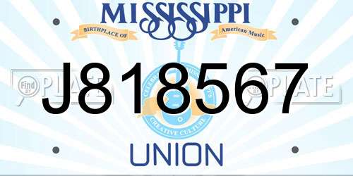 J818567 Mississippi License Plate
