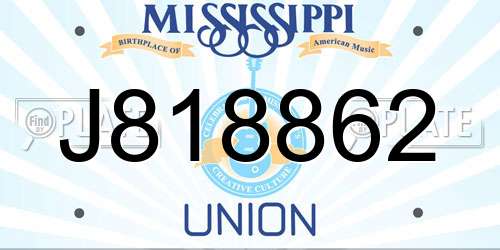 J818862 Mississippi License Plate