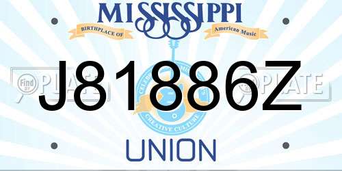 J81886Z Mississippi License Plate