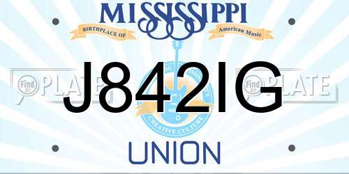 J842IG Mississippi License Plate