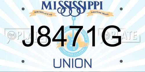 J8471G Mississippi License Plate