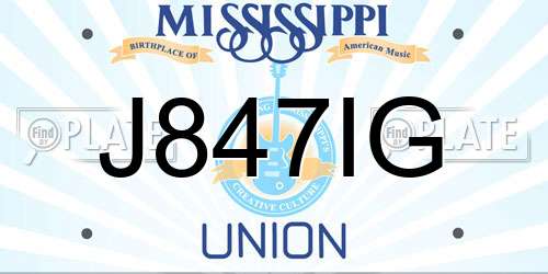 J847IG Mississippi License Plate