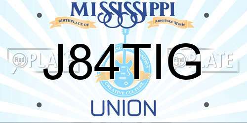 J84TIG Mississippi License Plate