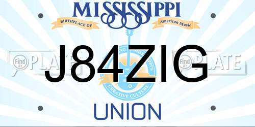 J84ZIG Mississippi License Plate
