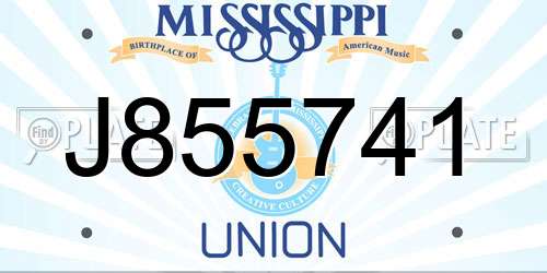J855741 Mississippi License Plate