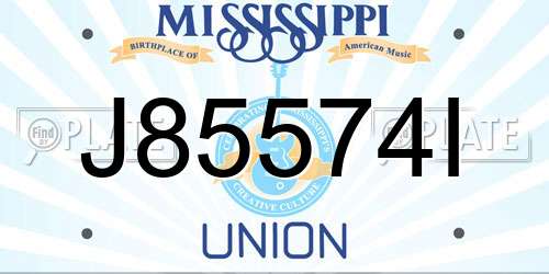 J85574I Mississippi License Plate