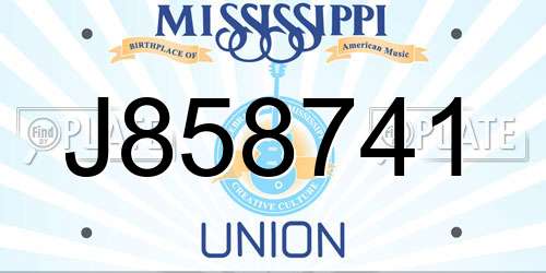 J858741 Mississippi License Plate