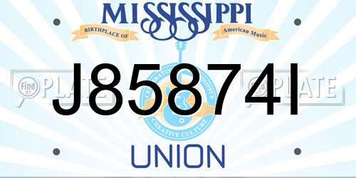 J85874I Mississippi License Plate