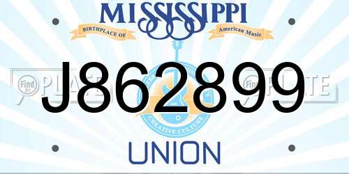 J862899 Mississippi License Plate