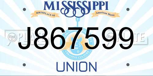 J867599 Mississippi License Plate