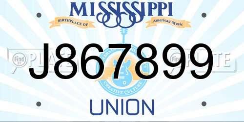J867899 Mississippi License Plate