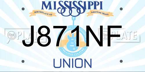 J871NF Mississippi License Plate