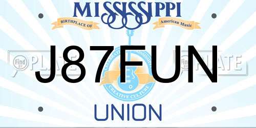 J87FUN Mississippi License Plate