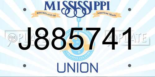 J885741 Mississippi License Plate