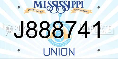 J888741 Mississippi License Plate