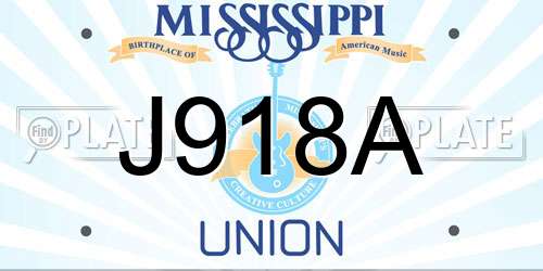 J918A Mississippi License Plate
