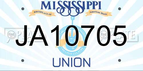 JA10705 Mississippi License Plate