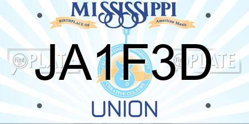 JA1F3D Mississippi License Plate