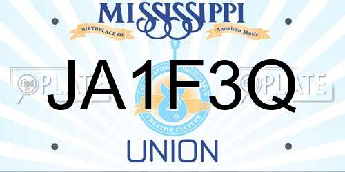JA1F3Q Mississippi License Plate