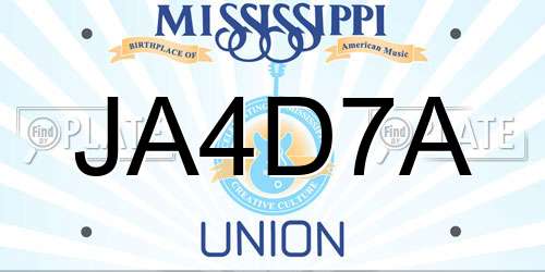 JA4D7A Mississippi License Plate