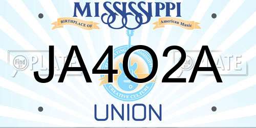JA4O2A Mississippi License Plate