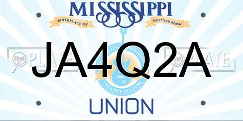 JA4Q2A Mississippi License Plate