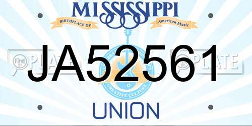 JA52561 Mississippi License Plate