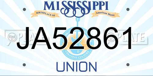 JA52861 Mississippi License Plate