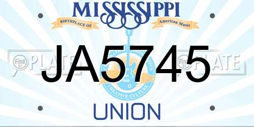 JA5745 Mississippi License Plate