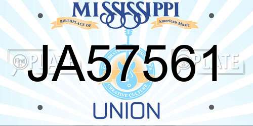JA57561 Mississippi License Plate