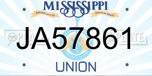 JA57861 Mississippi License Plate