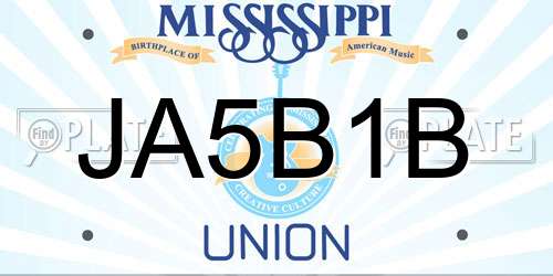 JA5B1B Mississippi License Plate