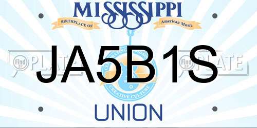 JA5B1S Mississippi License Plate