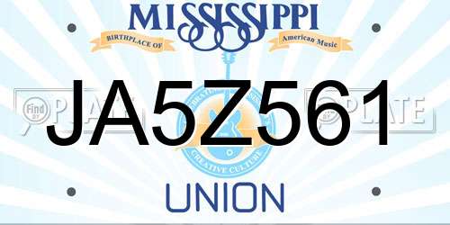 JA5Z561 Mississippi License Plate