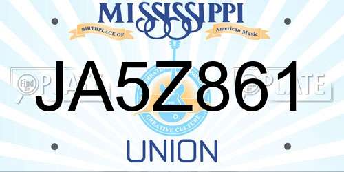 JA5Z861 Mississippi License Plate