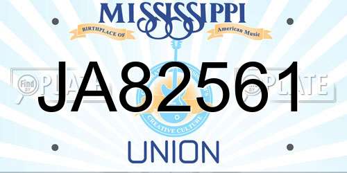 JA82561 Mississippi License Plate