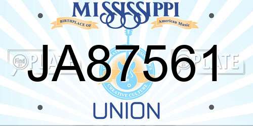 JA87561 Mississippi License Plate