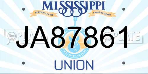 JA87861 Mississippi License Plate