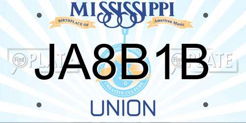 JA8B1B Mississippi License Plate