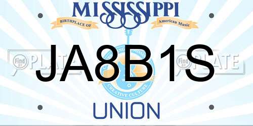 JA8B1S Mississippi License Plate